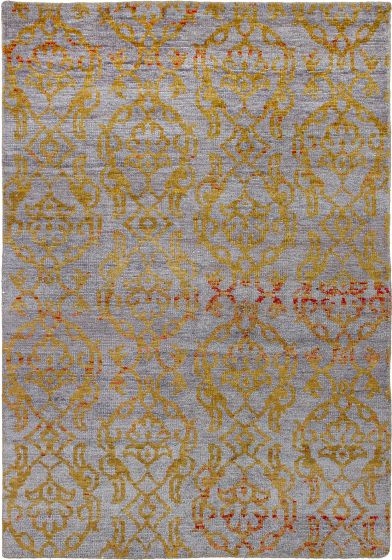 Indian Jules Oushak 5'2" x 7'5" Hand-knotted Silk Rug 