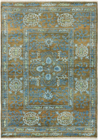 Indian Shalimar 6'2" x 8'10" Hand-knotted Wool Blue Rug