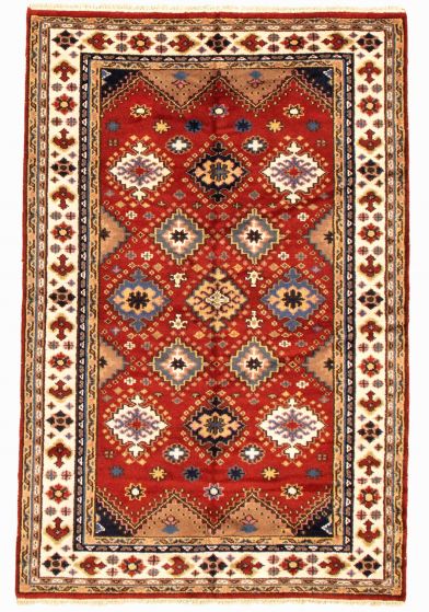 Indian Royal Kazak 5'1" x 8'0" Hand-knotted Wool Dark Red Rug