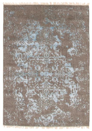 Indian La Seda 4'4" x 6'4" Hand-knotted Silk, Wool Rug 