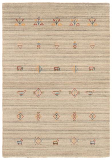 Indo Gabbeh 4'0" x 5'10" Hand Loomed Wool Rug 