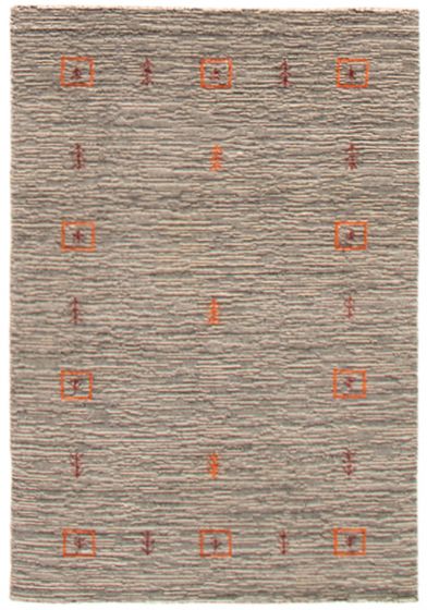 Indo Gabbeh 4'1" x 6'1" Hand Loomed Wool Rug 