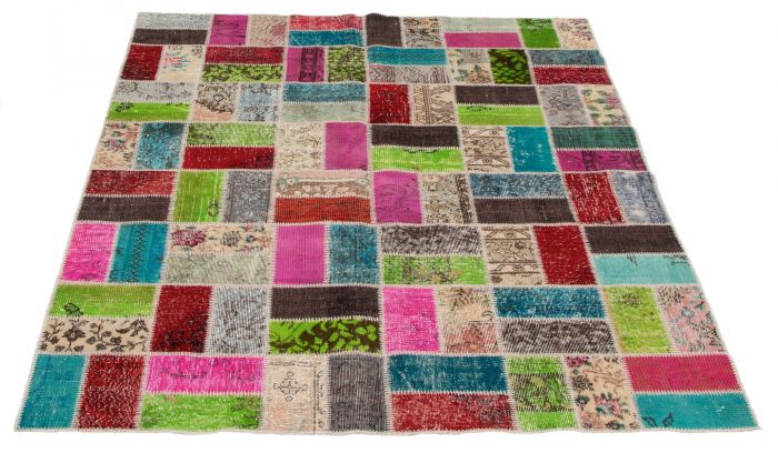 Turkish Color Transition Patchwork 5'10" x 7'7" Hand-knotted Wool Rug 