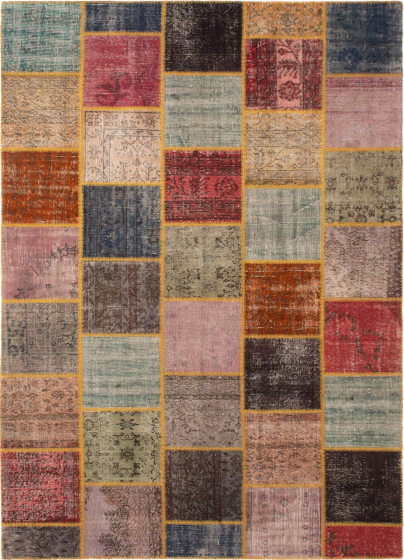 Turkish Color Transition Patchwork 6'5" x 9'10" Hand-knotted Wool Rug 