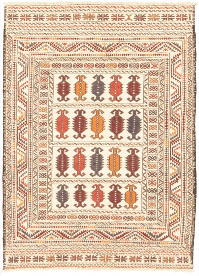 Turkish Shiravan SMK 4'4" x 6'0" Flat-Weave Wool Kilim 