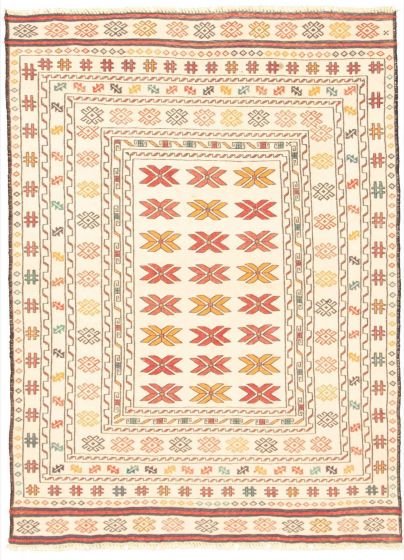 Turkish Shiravan SMK 4'4" x 6'0" Flat-Weave Wool Kilim 
