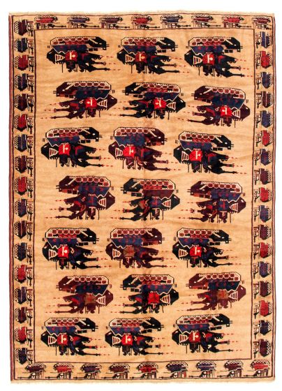 Afghan Rare War 6'7" x 9'2" Hand-knotted Wool Rug 