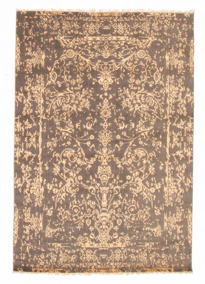 Indian La Seda 5'1" x 7'7" Hand-knotted Silk, Wool Rug 