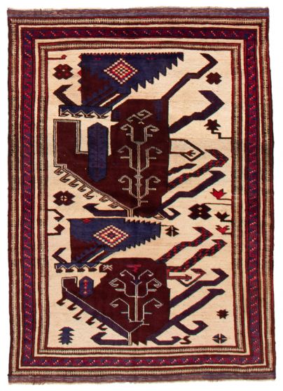 Afghan Tajik Caucasian 4'7" x 6'5" Hand-knotted Wool Rug 