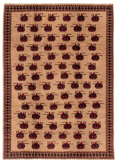 Afghan Rare War 6'11" x 9'9" Hand-knotted Wool Rug 
