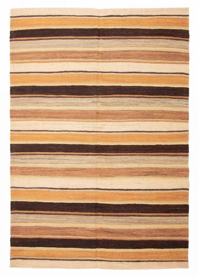 Turkish Boho 6'2" x 8'9" Flat-Weave Wool Kilim 