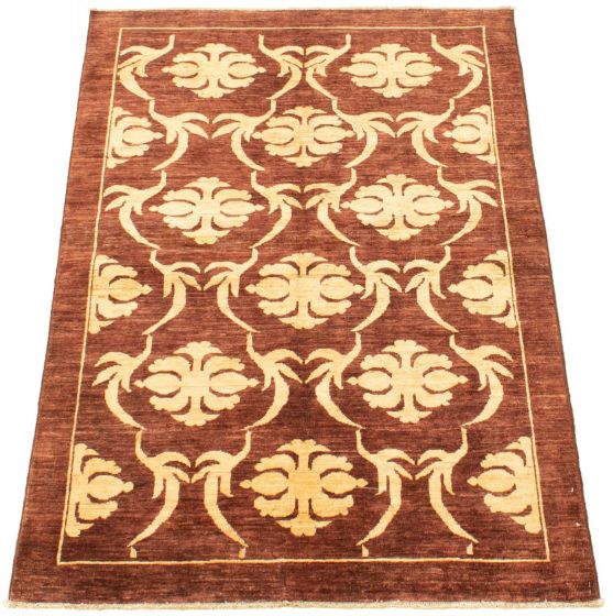 Pakistani Peshawar Ziegler 4'0" x 5'10" Hand-knotted Wool Rug 