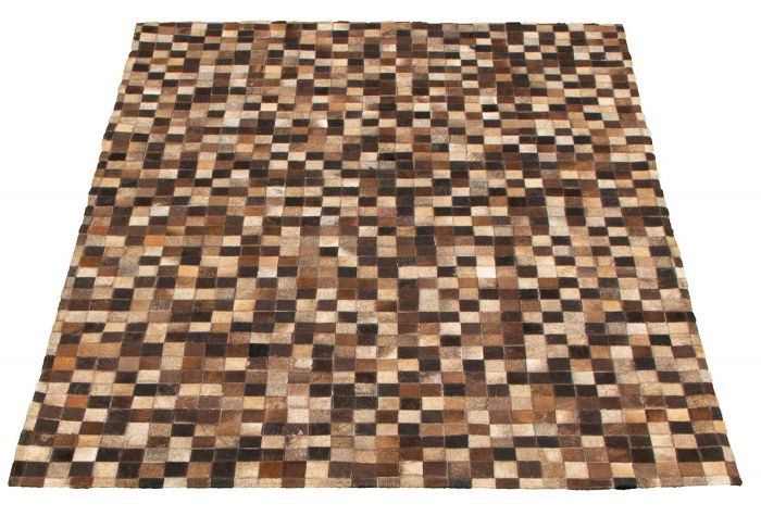 Argentina Cowhide Patchwork 3'11" x 5'10" Handmade Leather Rug 