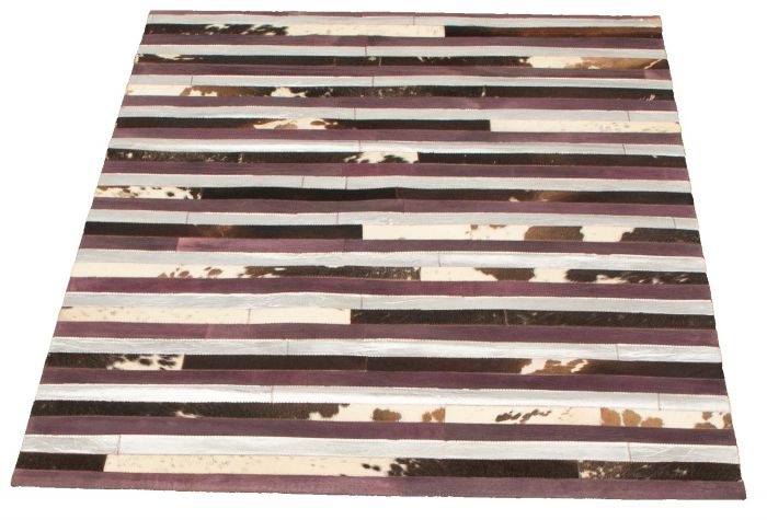 Argentina Cowhide Patchwork 4'0" x 6'0" Handmade Leather Rug 