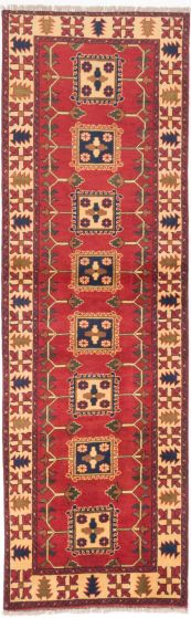 Afghan Finest Kargahi 2'11" x 9'4" Hand-knotted Wool Rug 