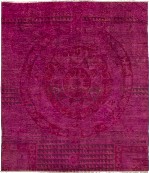 Indian Vibrance 8'5" x 9'9" Hand-knotted Wool Dark Pink Rug