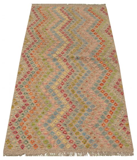 Turkish Bold and Colorful 5'10" x 8'1" Flat-Weave Wool Kilim 