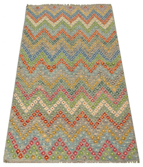 Turkish Bold and Colorful 5'8" x 7'8" Flat-Weave Wool Kilim 