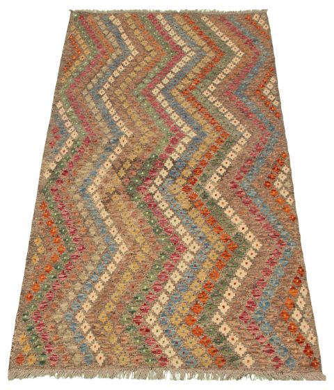 Turkish Bold and Colorful 5'5" x 7'7" Flat-Weave Wool Kilim 