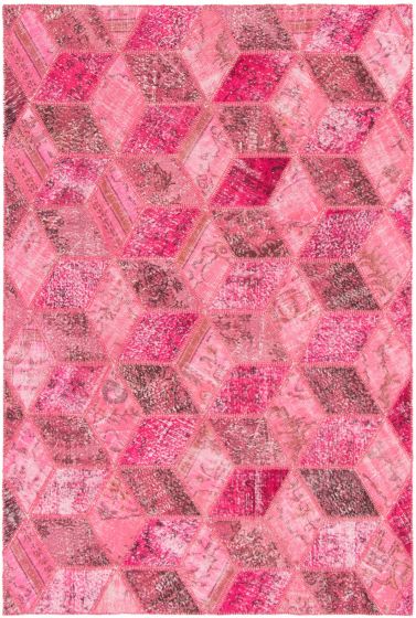 Turkish Color Transition Patchwork 6'6" x 9'7" Hand-knotted Wool Rug 