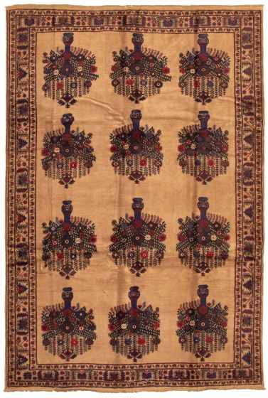 Afghan Rizbaft 6'7" x 9'10" Hand-knotted Wool Rug 