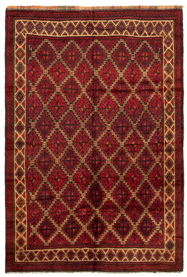 Afghan Akhjah 6'4" x 9'5" Hand-knotted Wool Rug 