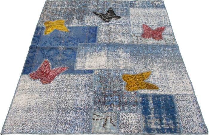 Turkish Color Transition Patchwork 5'8" x 8'2" Hand-knotted Wool Rug 