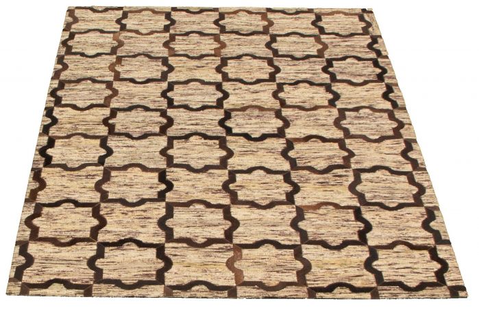 Argentina Cowhide Patchwork 4'6" x 6'6" Handmade Hemp, Jute & Leather Rug 