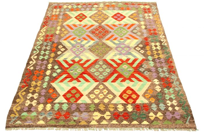 Kilim vif et coloré 6'5" x 9'7" en laine