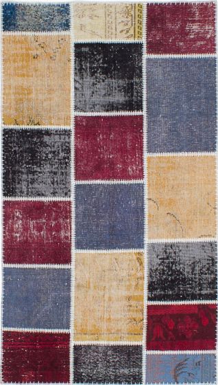 Turkish Color Transition Patchwork I 3'11" x 7'1" Hand-knotted Wool Rug 