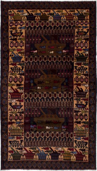 Afghan Rare War 4'0" x 7'1" Hand-knotted Wool Rug 