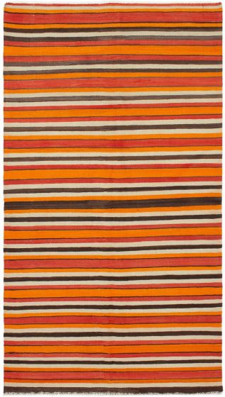 Turkish Boho 5'1" x 9'1" Flat-Weave Wool Kilim 