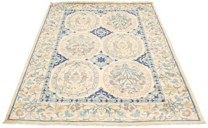 Pakistani Lahore Finest Collection 6'2" x 9'4" Hand-knotted Wool Rug 