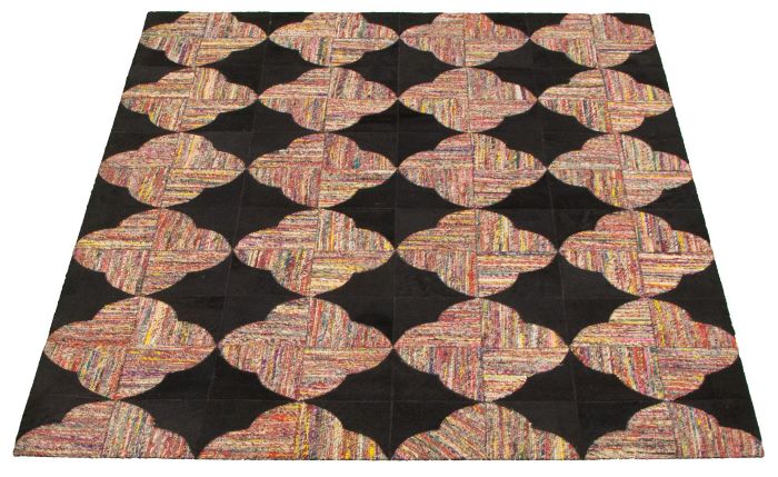 Argentina Cowhide Patchwork 4'10" x 6'8" Handmade Hemp, Jute & Leather Rug 
