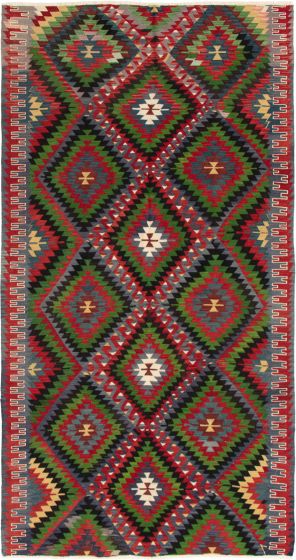 Turkish Yoruk 5'2" x 10'3" Flat-Weave Wool Kilim 