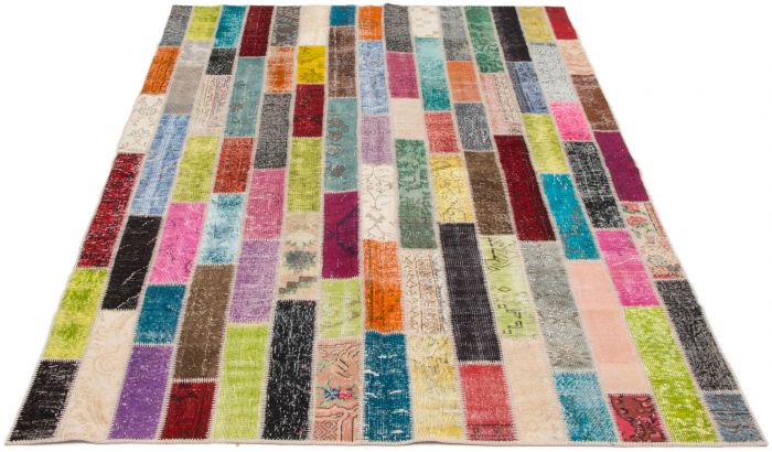Turkish Color Transition Patchwork 6'9" x 10'2" Hand-knotted Wool Rug 