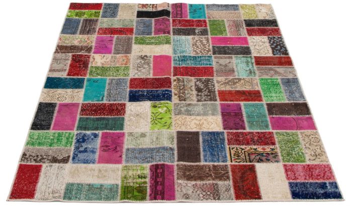 Turkish Color Transition Patchwork 5'10" x 7'7" Hand-knotted Wool Rug 