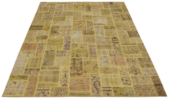 Turkish Color Transition Patchwork 6'11" x 9'9" Hand-knotted Wool Rug 