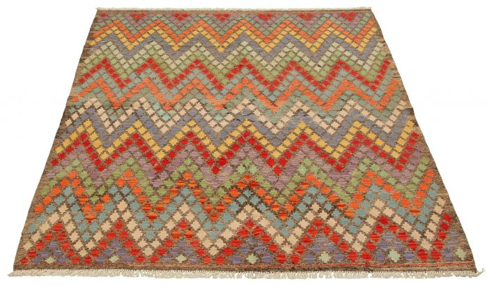 Kilim vif et coloré 6'4" x 7'10" en laine