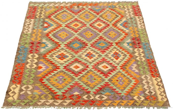 Turkish Sivas 4'10" x 6'4" Flat-Weave Wool Kilim 