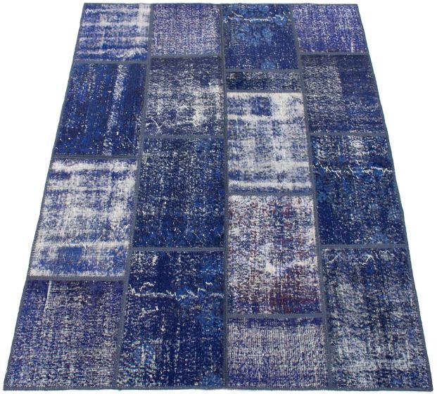Turkish Color Transition Patchwork 5'7" x 7'9" Hand-knotted Wool Rug 