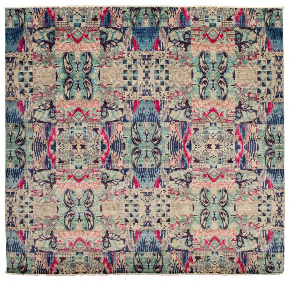 Pakistani Lahore Finest Collection 9'8" x 10'1" Hand-knotted Wool Rug 
