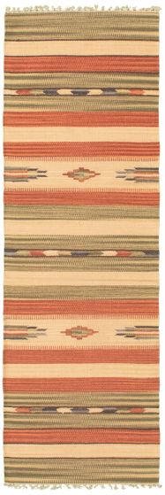 Turkish Bold and Colorful 2'0" x 6'8" Flat-Weave Wool Kilim 