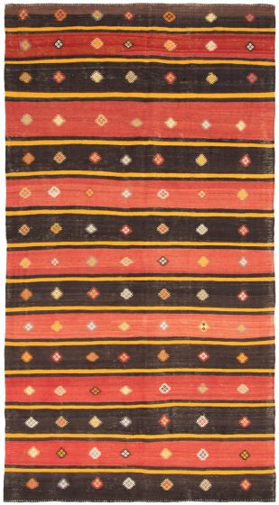 Turkish Boho 6'6" x 12'0" Flat-Weave Wool Kilim 