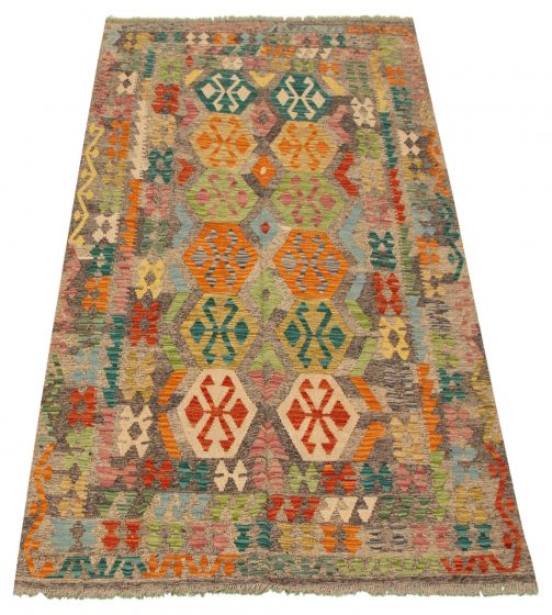 Turkish Bold and Colorful 5'8" x 8'1" Flat-Weave Wool Kilim 