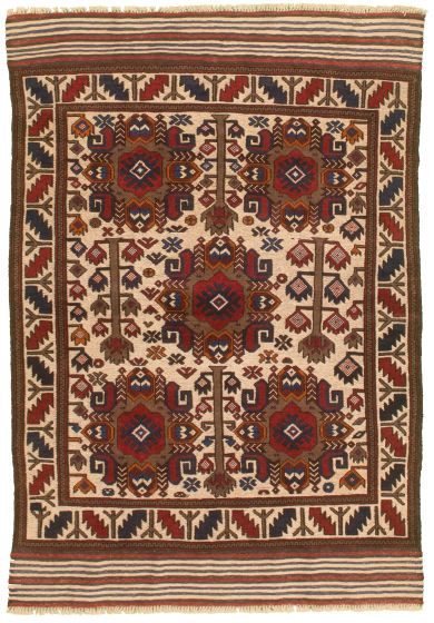 Afghan Tajik Caucasian 4'0" x 5'11" Hand-knotted Wool Rug 