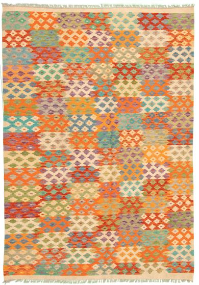 Kilim vif et coloré 6'7" x 9'7" en laine