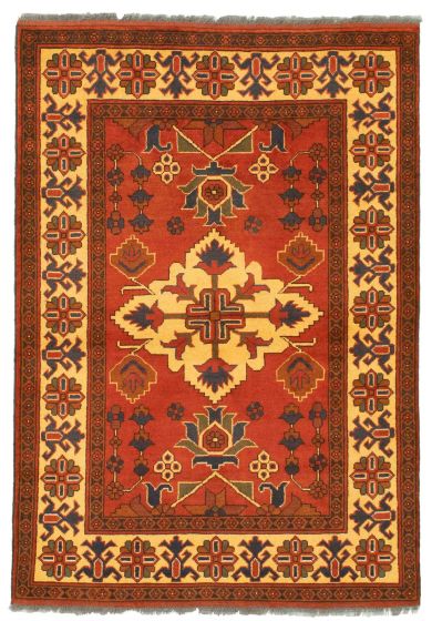 Afghan Finest Kargahi 4'0" x 5'10" Hand-knotted Wool Rug 