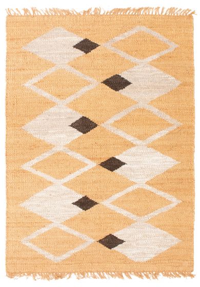 Indian Palas Denizli 5'3" x 7'7" Flat-Weave Jute Kilim 