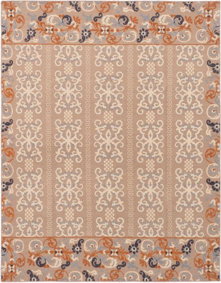Indian Tamar I 7'9" x 9'9" Flat-Weave Wool Tapestry Kilim 